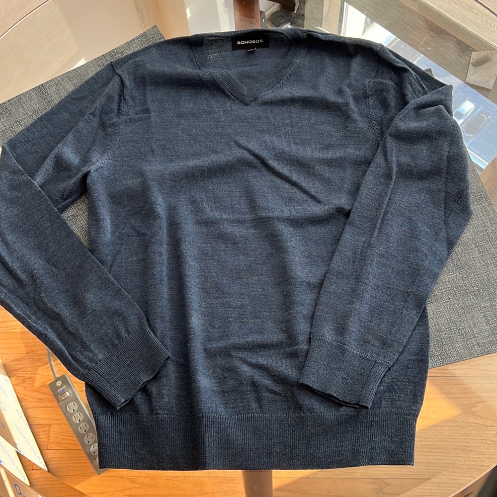 Bonobos Slim M Merino V Neck Sweater - lightish blue